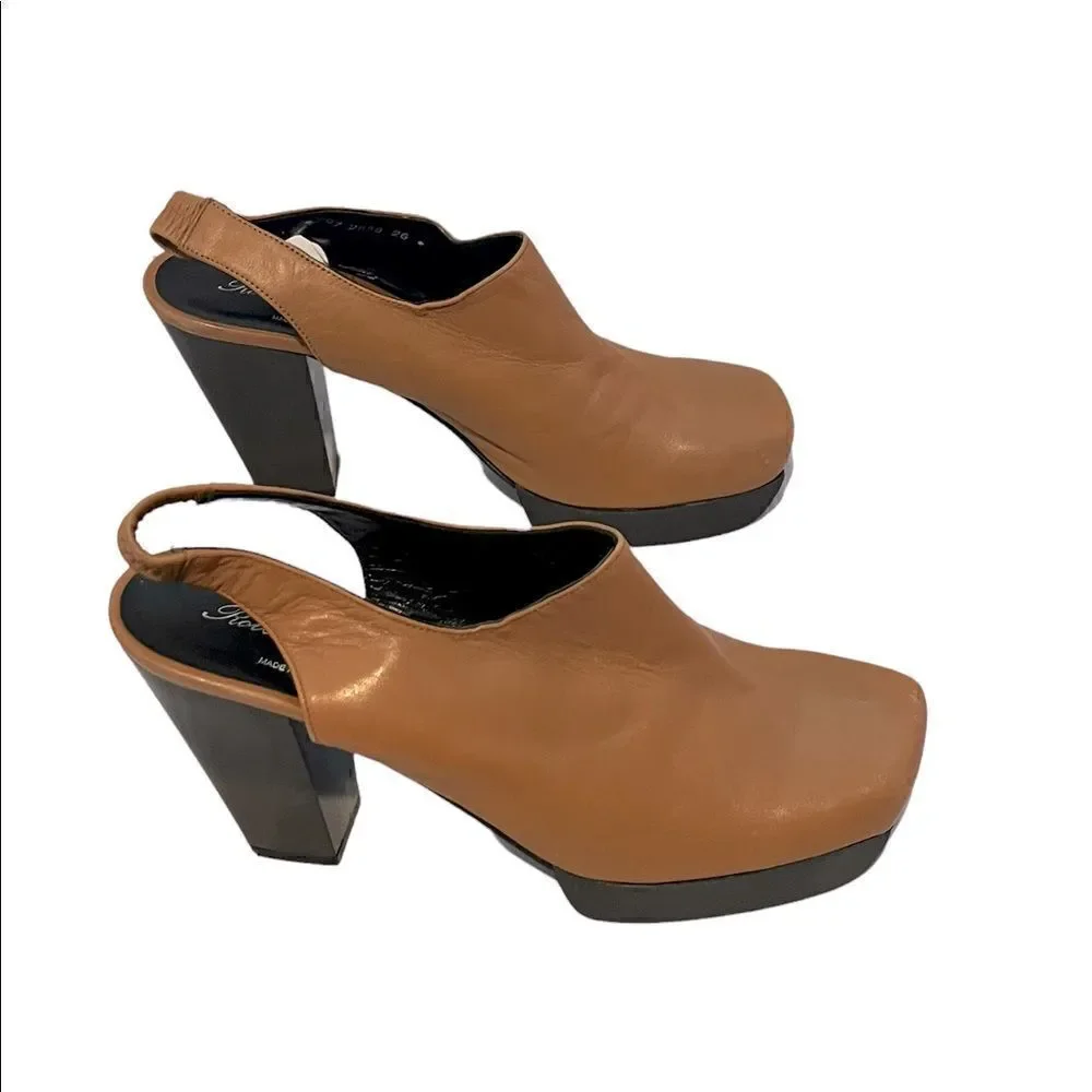 Rich Caramel Sexy Slingback Platform Pumps by Robert Clergerie of Paris Size 9.5